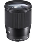 16mm F1.4 DC DN Contemporary Wide Angle Prime Lens For Sony E Mount Low Light Boss, front view showing lens details and brand logo.