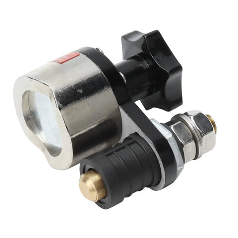 Stable Magnetic Welding Ground Clamp With Switch OnOff Copper Holder And Adjustable Iron Base For Reliable Arc Stick MIG Stick Welding And Secure Connection During Tough Projects close-up view highlighting switch and copper holder.
