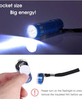 5 Pack Dope Mini LED Flashlights Handheld Aluminum Torches With Lanyards And AAA Batteries Included Assorted Colors For Camping Power Outages Night Reading And More, blue flashlight in use