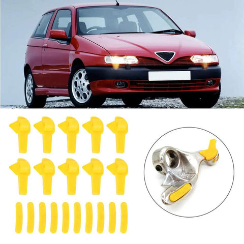 Duck Head Tire Changer Protector Set, 20 Pack Tire Machine Guards For Wheel Rim Protection shown with car in background