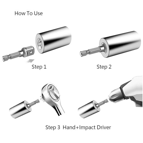 Wrench universal sleeve grip adapter for 3/8–1/2 in sockets; use with hand or impact driver