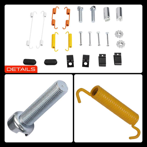 Top Notch Rear Side Drum Brake Hardware Kit For Ford Transit Connect And Nissan Sentra 2013-2021 Ensures Smoother Stops And Killer Stopping Power With Heavy Duty Parts. Rear drum brake hardware kit with springs, pins, and clips