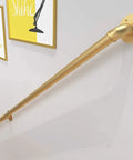 Industrial Pipe Stair Handrail Kit Golden Wall Mounted Railing System for Home Interior, showing wall-mounted gold pipe handrail.