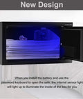 Open view of Electronic Digital Security Safe With Induction Light No Nonsense Tough Steel Build For Home Office Or Hotel Wall Or Cabinet Mountable 0.4 Cubic Feet Black with documents inside and induction light illuminating interior.