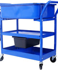 No-Nonsense Heavy Duty 20 Gallon Portable Parts Washer With Big Wheel Casters And Blazing 325 Gph Pump, Powder Coated Steel Shop Sink For Greasy Automotive Tools on mobile cart with blue tank.
