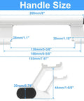 Two Pack Sliding Glass Door Handles White Aluminum Alloy Durable Modern Pull Handles For Right Or Left Swing Patio Doors Rust Resistant Metal Door Pulls With Six And Five Eighths Inch Mounting Hole Spacing, showing handle size measurements.