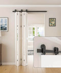Installed 52 Inch Bi Folding Barn Door Hardware Track Kit For Four Doors Under 12.5 Inches Wide Panels Accordion Style