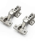 European Style Kitchen Cabinet Hinges With Silky Soft Close Action Half Overlay Design For Modern Frameless Doors 4 Pack close up view of stainless steel hardware
