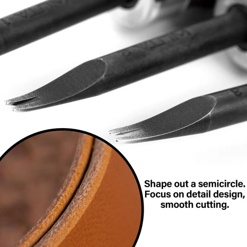 Top Shelf Leather Edge Beveler Set, Rock Solid High Carbon Steel Skiving Knives, Smooth Wood Handle Craft Cutters With Precision Grooved Blades, Dead Sharp Edge Trimmers For Serious Leather And Denim Work At Home