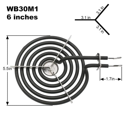 6 inch 1350 watt element from Chrome Drip Pans And Surface Burner Elements Replacement Kit For GE Hotpoint Range Stove