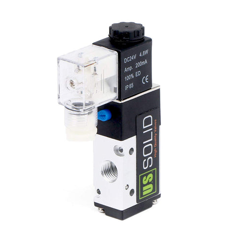 1/4 Inch NPT Pneumatic Electric Solenoid Valve 3 Way 2 Position DC 24V For Air Control Systems