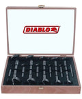 Pro Grade Dope Forstner Bit Set High Speed Steel for Woodworking in wooden case, 16-piece, 1/4 to 2-1/8 inch range