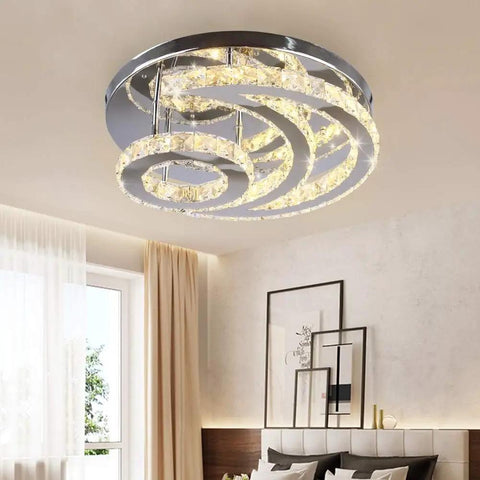 Modern LED Crystal Chandelier Ceiling Light Fixture Square Flush Mount Pendant Lamp For Bedroom Hallway Bathroom Dining