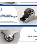 Dead Quiet Low Profile Caster Wheels Four Pack Rock Solid Furniture Casters With Durable Tpe Tires showing rivet connection and tpe material.