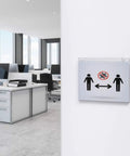 Office with Clear Acrylic Wall Mount Sign Holder 8.5 By 11 Inches Horizontal displaying social distancing sign