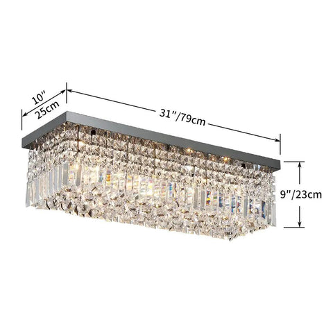 Showstopping Five Light K9 Crystal Chandelier Pendant Ceiling Light With Island Design, Flush Mount Fixture in clear crystals