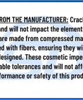 Notice about cracks in 9 Inch Dual Radiant Electric Range Cooktop Element Replacement rings, confirming safety and performance.