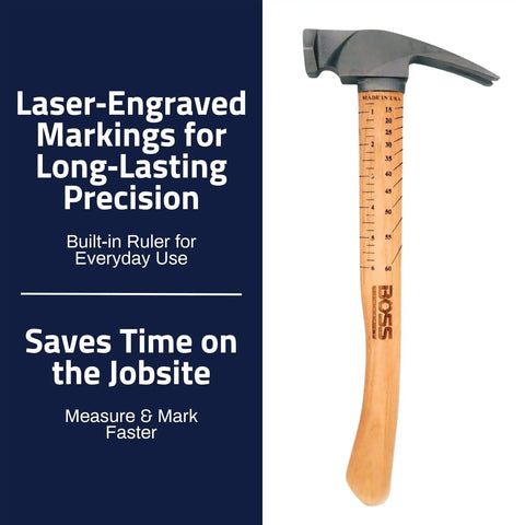 10 Oz Titanium Pro-Grade Hammer With Tennessee Hickory Handle, Magnetic Nail Starter, Framing Square, Rip Claw, Smooth Face