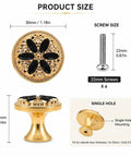 Modern Floral Cabinet Knobs With Matte Black Finish, 6 Pack Decorative Drawer Handles For Dressers And Kitchen Cupboards, Single Hole Hardware Kit With Matching Screws, Breezy Install For A Killer Room Refresh, 30mm knob size.