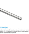 Close-up of Fully Threaded Rod M5 X 160mm With 0.8mm Pitch In 304 Stainless Steel Right Hand Thread for Heavy Duty Mounting.