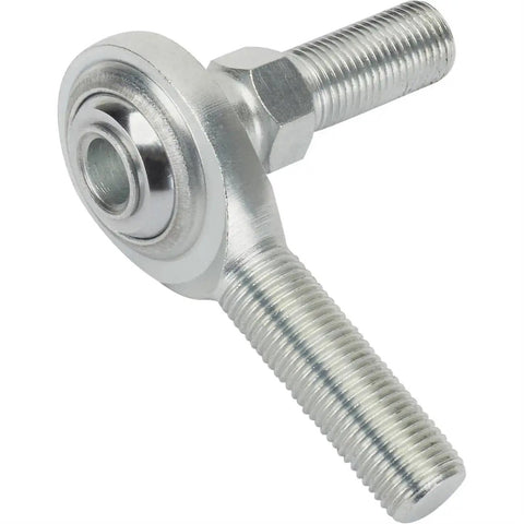 Heavy Duty Steel Heim Joint Rod End With 1/2-20 Left Hand Male Threads and Teflon Lined Bearings, zinc finish, close-up view.