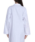 Back view of Pro Grade Lab Coat For Women In Cotton Blend Long Sleeve Medical Coat White Durable Unisex Fit With 2 Patch Pockets