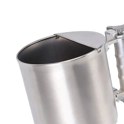 Heavy Duty Pneumatic Stucco Cement Sprayer Hopper With Stainless Steel Body, close-up of the aluminum sealed drum for easy filling.