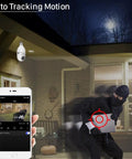 Wireless Light Bulb Security Camera With E27 Socket, 1080P HD PTZ IP CCTV detecting motion of intruder with mobile app control