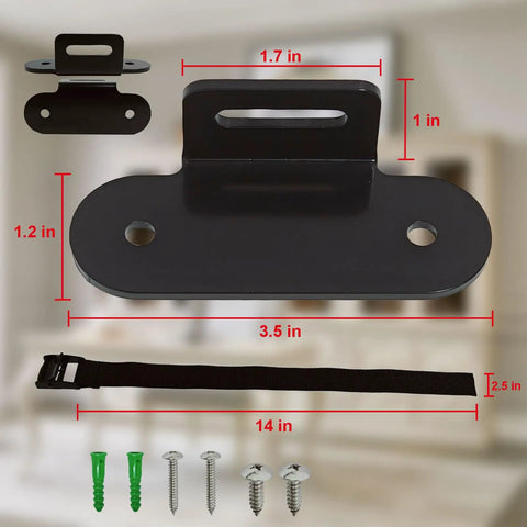 Heavy Duty Anti Tip Furniture Straps With Adjustable Wall Mount Kit for Dresser, black mounting hardware and nylon strap.