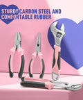 Pink pliers and wrench from the 148 Piece Home Tool Kit With Portable Case, Ratcheting Screwdriver Set, Hex Keys, Pliers, Wrench.