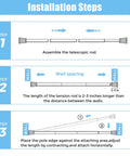 Illustration of Adjustable Shower Curtain Rod Fits 30 To 64 Inches No Drilling Tension Rod With Spring Loaded Design Rustproof And Non Slip installation steps