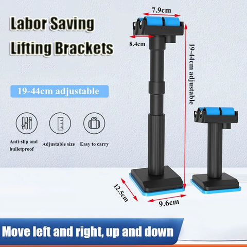 Heavy Duty Furniture Lifters With Smooth Glide Rollers, Adjustable Height Brackets For Hassle Free Cabinet And Kitchen Setup, Pro Labor Saving Tool That Moves Heavy Loads Without The Sweat, showing adjustable lifting brackets with anti-slip bases.