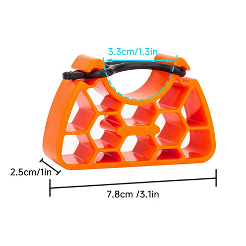 Clip On Bike Stabilizer And 30mm Elevation Tool for inverted parking with no slip rubber straps in orange, 7.8cm x 2.5cm x 3.3cm.