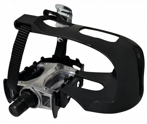 Pro Grade Spin Bike Pedals With Toe Clips And 4D Adjustable Straps, 9/16 Inch Alloy Spindle For Mountain And Road Bikes Peloton