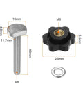 10 Piece T Track Bolts Knob Kit With M6 X 40mm Threaded Bolts And M6 X 25mm Hex Hand Knobs With Washers For Woodworking Jigs And Fixtures Black Beefed Up Finish close-up view