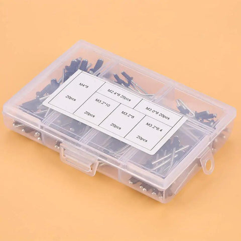Aluminum Blind Rivet Assortment Kit For Pneumatic And Manual Riveting Guns 120 Piece Set With Six Popular Diameters Heavy Duty Aluminum Fasteners For Quick Strong Installations Pro Grade, assorted rivets in labeled storage case