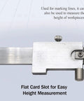 Close-up of Vernier Caliper 0-200mm Stainless Steel Scriber Marking Gauge With Carbide Needle showing flat card slot for measurements.
