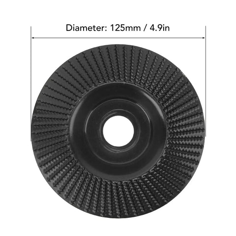 Heavy Duty Tungsten Carbide Grinding Wheel 125mm Angle Grinder Disc With Sharp Teeth For Sanding Carving Shaping And Polishing Wood Or Metal, top view.