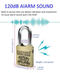 Beefy Heavy Duty Alarm Padlock With 120dB Siren Weatherproof Anti Theft Lock for Doors Storage and Trucks Rugged 12mm Shackle