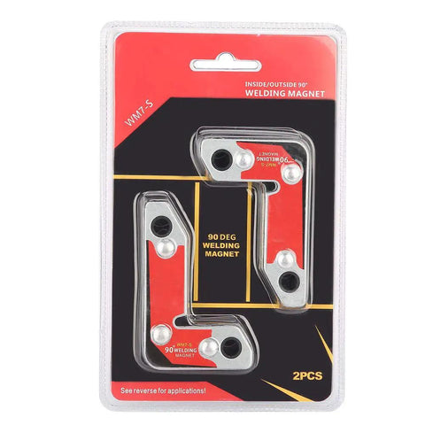 Heavy Duty 2-Piece Magnetic Welding Clamps For Perfect 30 60 And 90 Degree Angles With Super Strong Iron Boron That Holds Tight Up To 30kg Pull Off Force For All Your Welding Soldering And Pipe Projects This Tool Is A Total Game Changer For Any Pros Or, packaged 90 degree welding magnets.