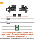 Level Up Your 3D Printer Setup With This Knockout Dual Z Axis Upgrade Kit Featuring Ball Screw Linear Rail Motion System For Rock Solid Stability And Ultra Smooth Extrusion, showing brackets, ball screws, and slide rails.