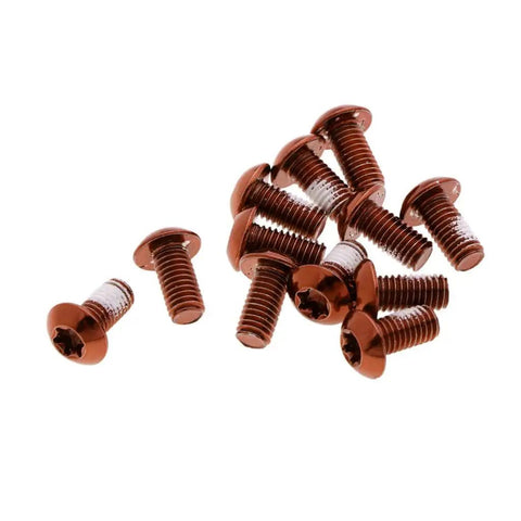 Anti Slip Gel Disc Brake Screws M5 X 10Mm Steel Bolts Nuts For Mountain MTB Rotors 12 Pack T25 Drive Durable Orange Finish