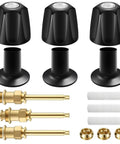 3 Piece Matte Black Tub And Shower Knob Replacement Kit For Verve And Windsor Faucet Handles, Hot And Cold Diverter Trim