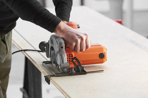 Heavy Duty 1250 Watt Circular Saw Featuring Integrated Laser Guide And Quick Depth Adjustment 190 Millimeter Blade in use on wood.