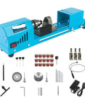 Powerful 150W Mini Lathe Machine For Buddhas And Beads DIY Rocking Stone Rotary Carving Tool with accessories and tools.
