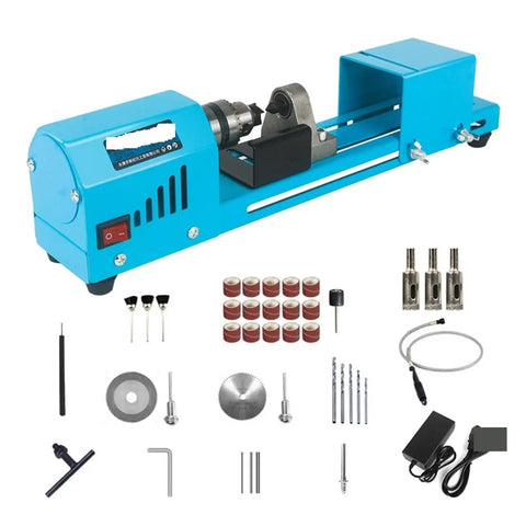 Powerful 150W Mini Lathe Machine For Buddhas And Beads DIY Rocking Stone Rotary Carving Tool with accessories and tools.