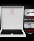 Heavy Duty Roof Access Hatch With Weatherproof Aluminum Frame And Galvanized Steel Plate, High Security Roof Skylight Door For Maintenance, Industrial Cellar Doors For Factories, Warehouses, Workshops, And Lofts, White open hatch with handle and lockable design