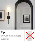 Bold Black Wall Sconces Set Of 2 Dope Hardwired Dimmable Indoor Metal Sconces With Fabric Shades for living room decor