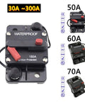 Heavy Duty 30A To 300A Circuit Breaker For Dc Systems with push reset switch and waterproof design, suitable for RV and truck applications