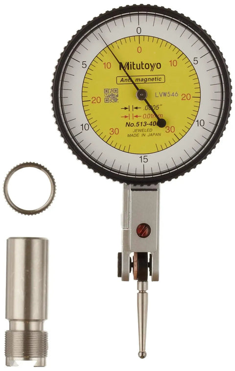 Precision Horizontal Test Indicator With 0.0005 Inch Graduation And 0-15-0 And 0-35-0 Dial Readings, Inch And Metric, Jeweled Bearings, Carbide Contact Point, Rugged Housing For Pro Grade Measuring